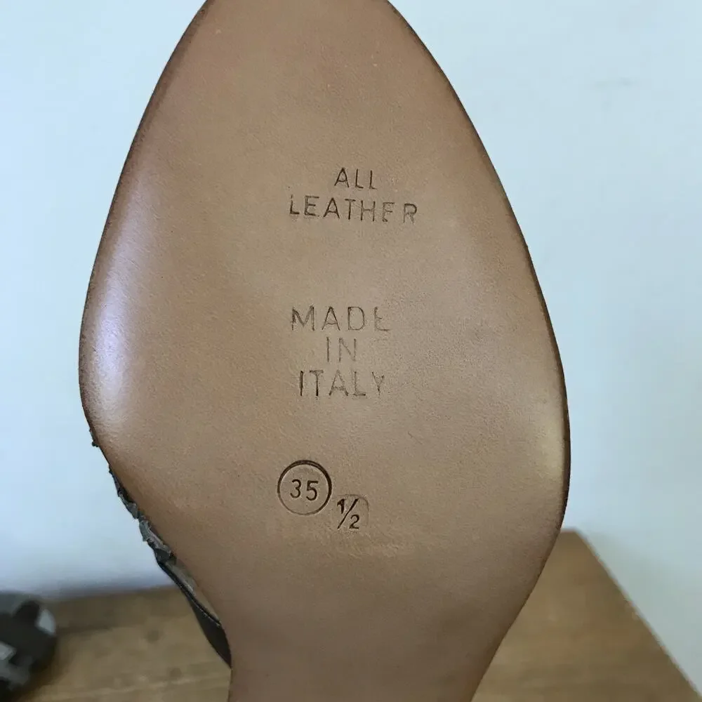 Vtg Maud Frizon Italy Italian Leather Snakeskin Strappy Sandals Heels 35.5 5.5 - Picture 7 of 8